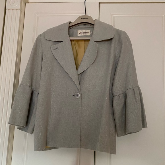 WOMEN’S ONE BUTTON JACKET WITH 3/4 SLEEVES Sz L by MAESTRO. - Picture 4 of 14